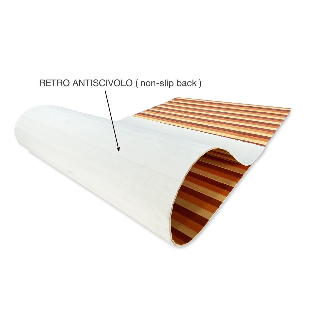 WOODY © KITCHEN RUG in wood BAMBOO ORANGE SHADED all sizes