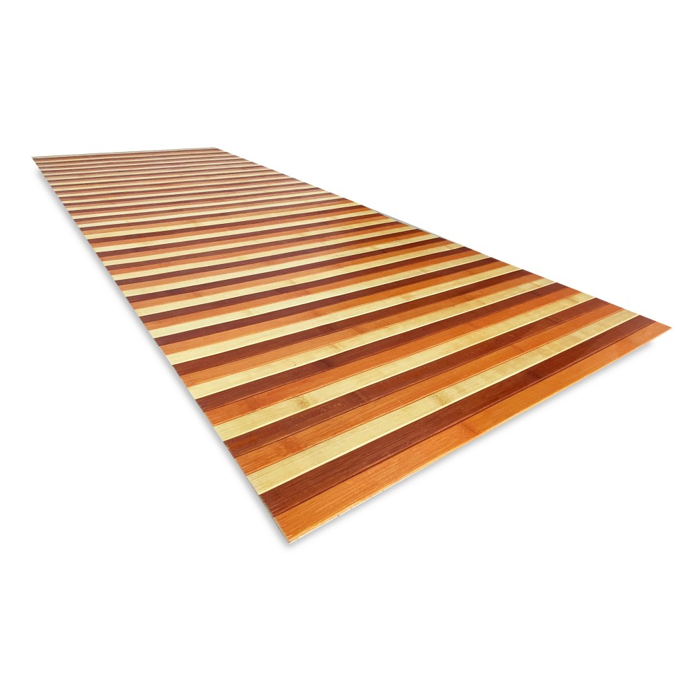 WOODY © KITCHEN RUG in wood BAMBOO ORANGE SHADED all sizes