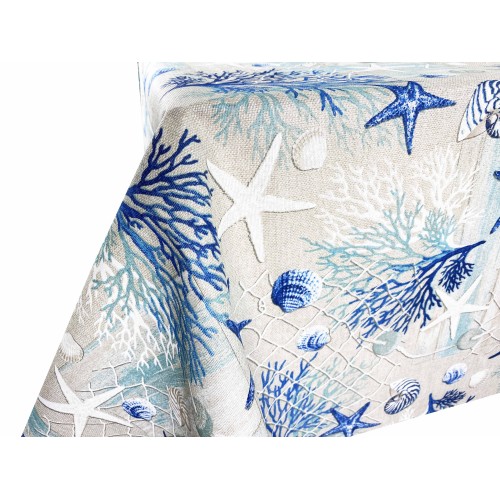 NAPPE ANTI-TACHE RÉSINE TURIN MER CORAUX MARINS BLEU
