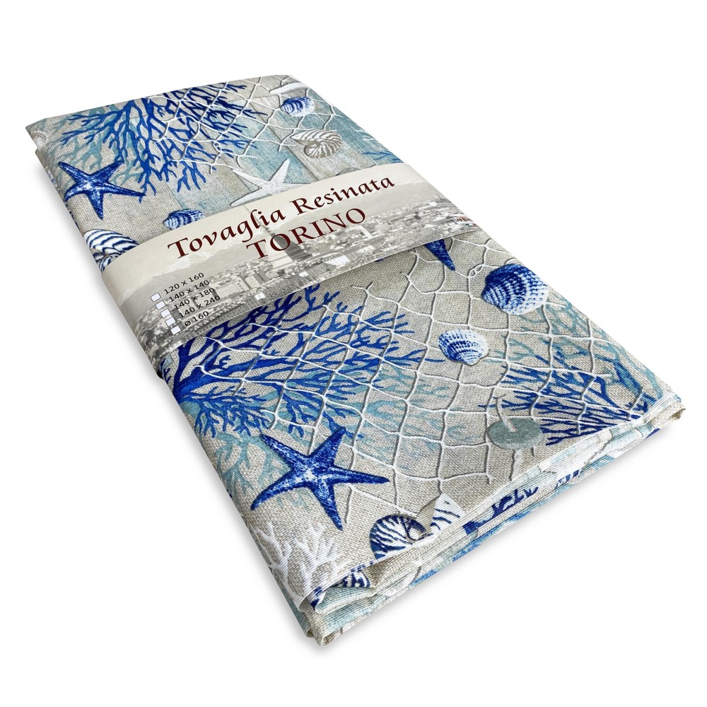 NAPPE ANTI-TACHE RÉSINE TURIN MER CORAUX MARINS BLEU