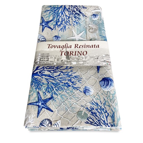 TOVAGLIA antimacchia RESINATA TORINO mare MARINO coralli BLU