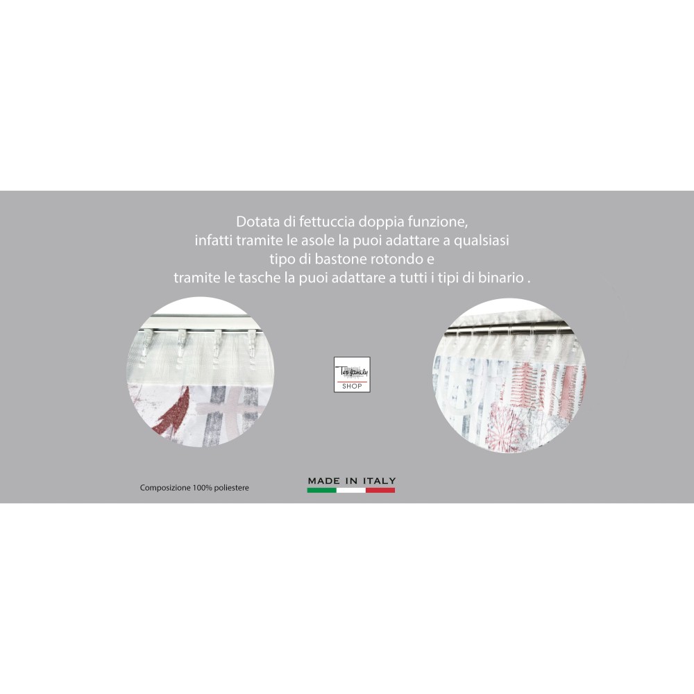 TENDA INGRID in stile marino CORALLO ROSSO cm. 175x290 MADE IN ITALY