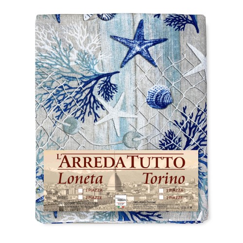 FURNISHING TOWEL cover GRAN SCARF BEDSPREAD sofa cover FABRIC LONETA sea MARINE corals BLUE