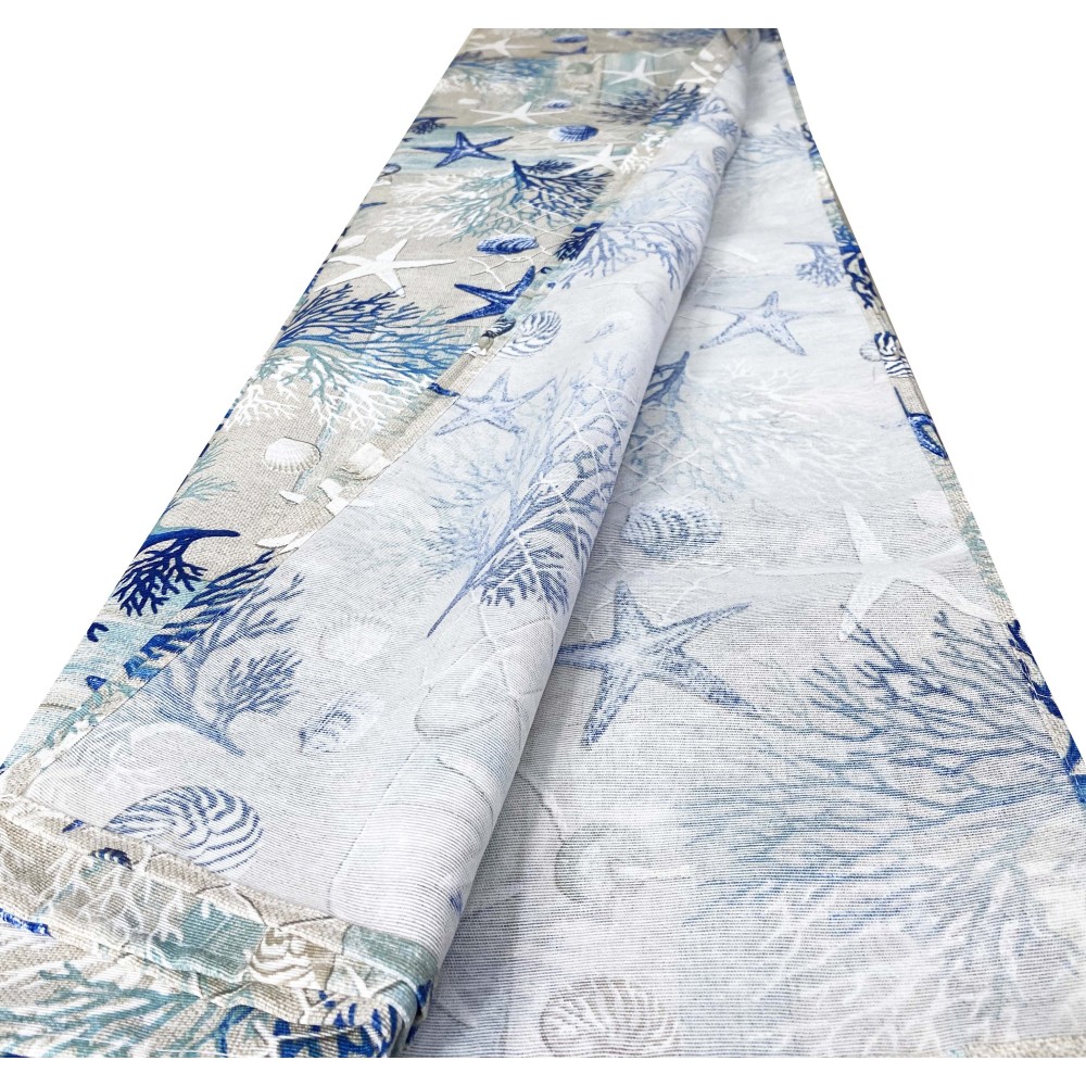 FURNISHING TOWEL cover GRAN SCARF BEDSPREAD sofa cover FABRIC LONETA sea MARINE corals BLUE
