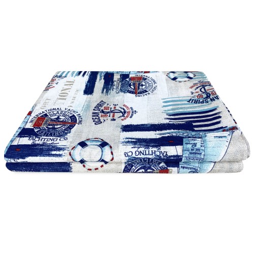 FUNDA DE TOALLA PARA MUEBLE GRAN SCARF COLCHA funda de sofá FABRIC LONETA sea MARINE SAILING BLUE