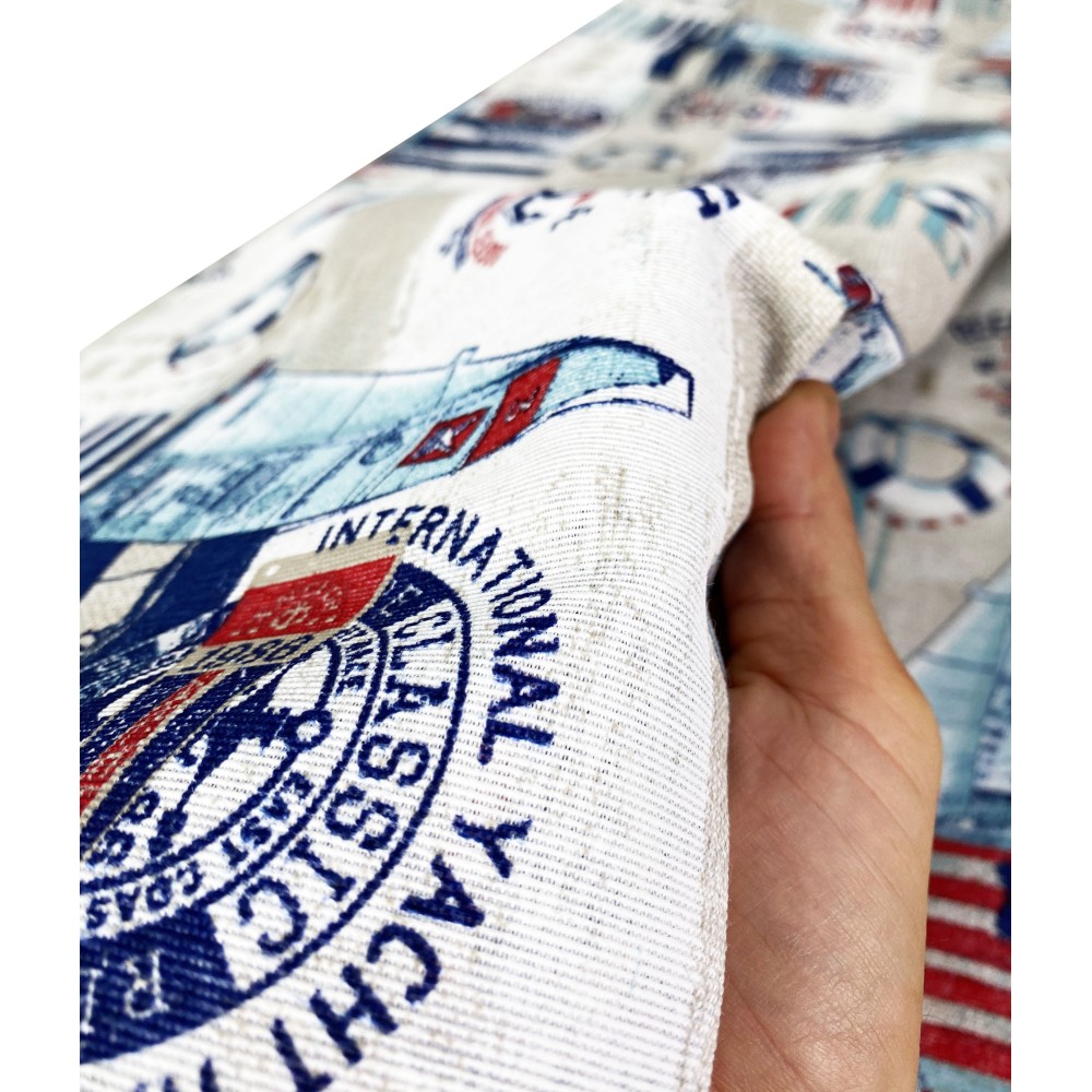 Handtuchbezug GRAN SCARF TAGESDECKE Sofabezug STOFF LONETA sea MARINE SAILING BLUE