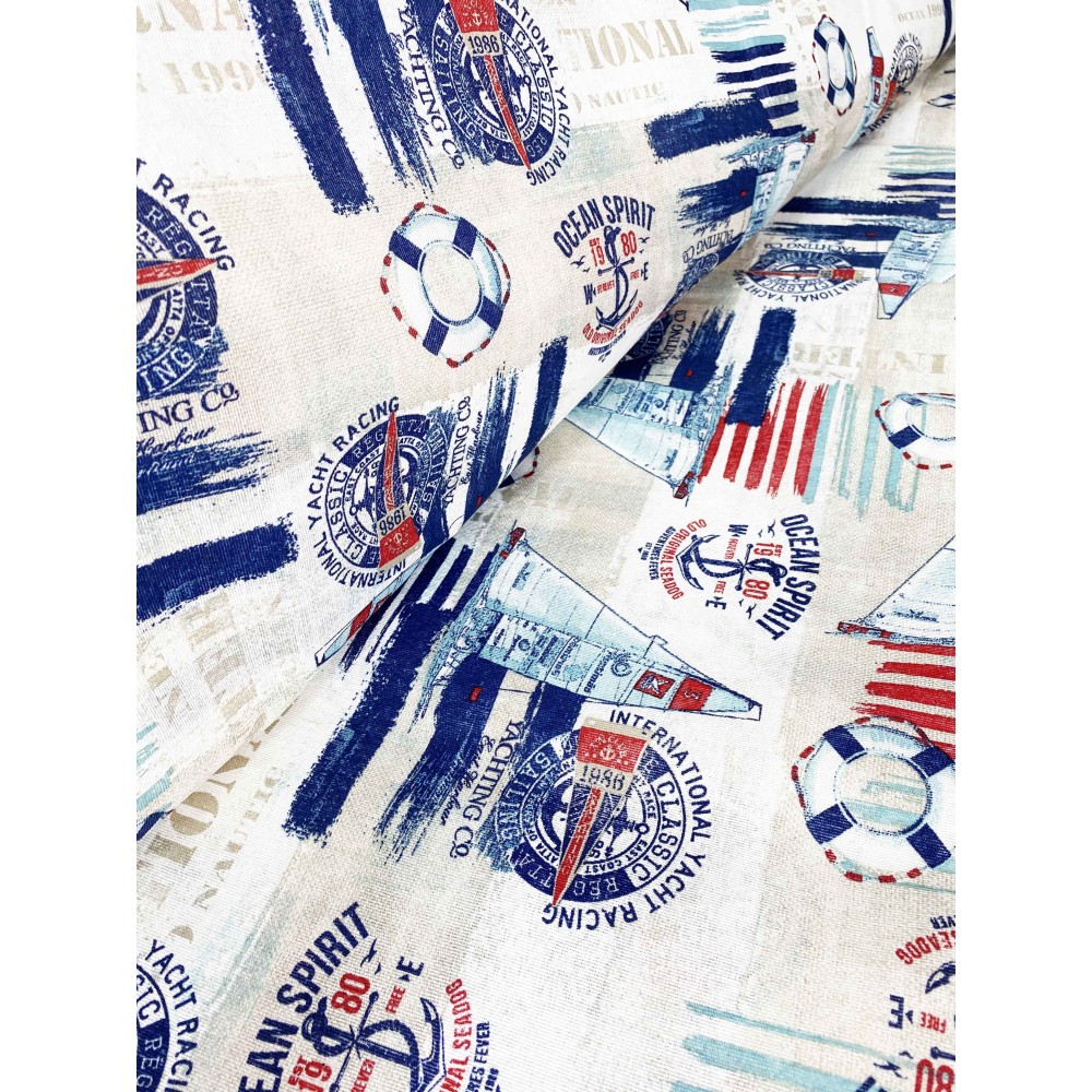 FURNISHING TOWEL cover GRAN SCARF BEDSPREAD sofa cover FABRIC LONETA sea MARINE SAILING BLUE