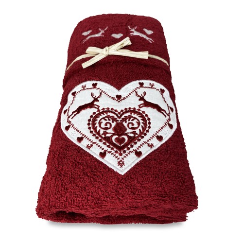 TYROLEAN TYROLEAN TOWEL SET RED DEER HEART