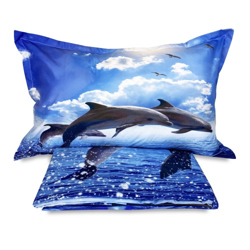 Housse de couette Sateen HD photo dauphins dans la mer