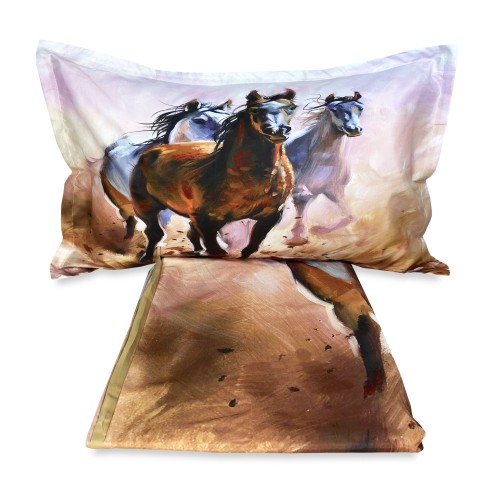 DUVET COVER SATELLO HD PHOTOGRAPHIC HORSES in the race