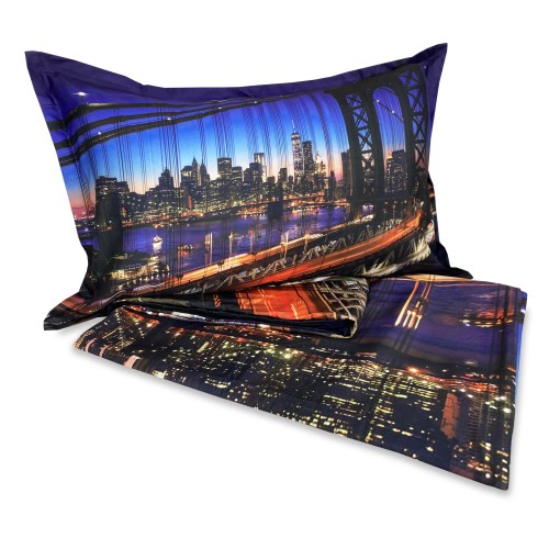 DUVET COVER SATEEN HD PHOTOGRAPHIC NEW YORK Brooklyn Bridge