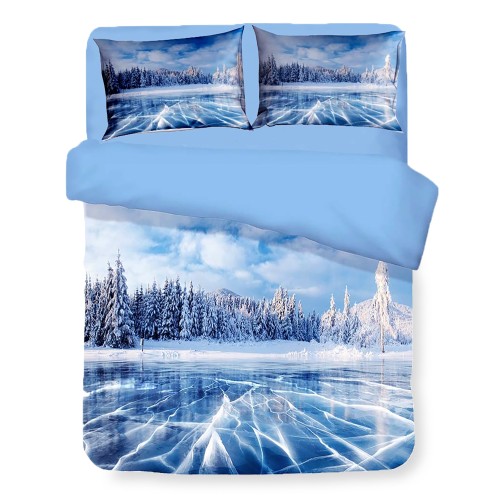 DUVET COVER SATIN HD PHOTOGRAPHIC LAKE Frozen Double cm. 250x200 mm