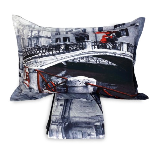 DUVET COVER SATELLO HD FOTOGRAFICO VENEZIA ponte INNAMORATI Double cm. 250x200 mm