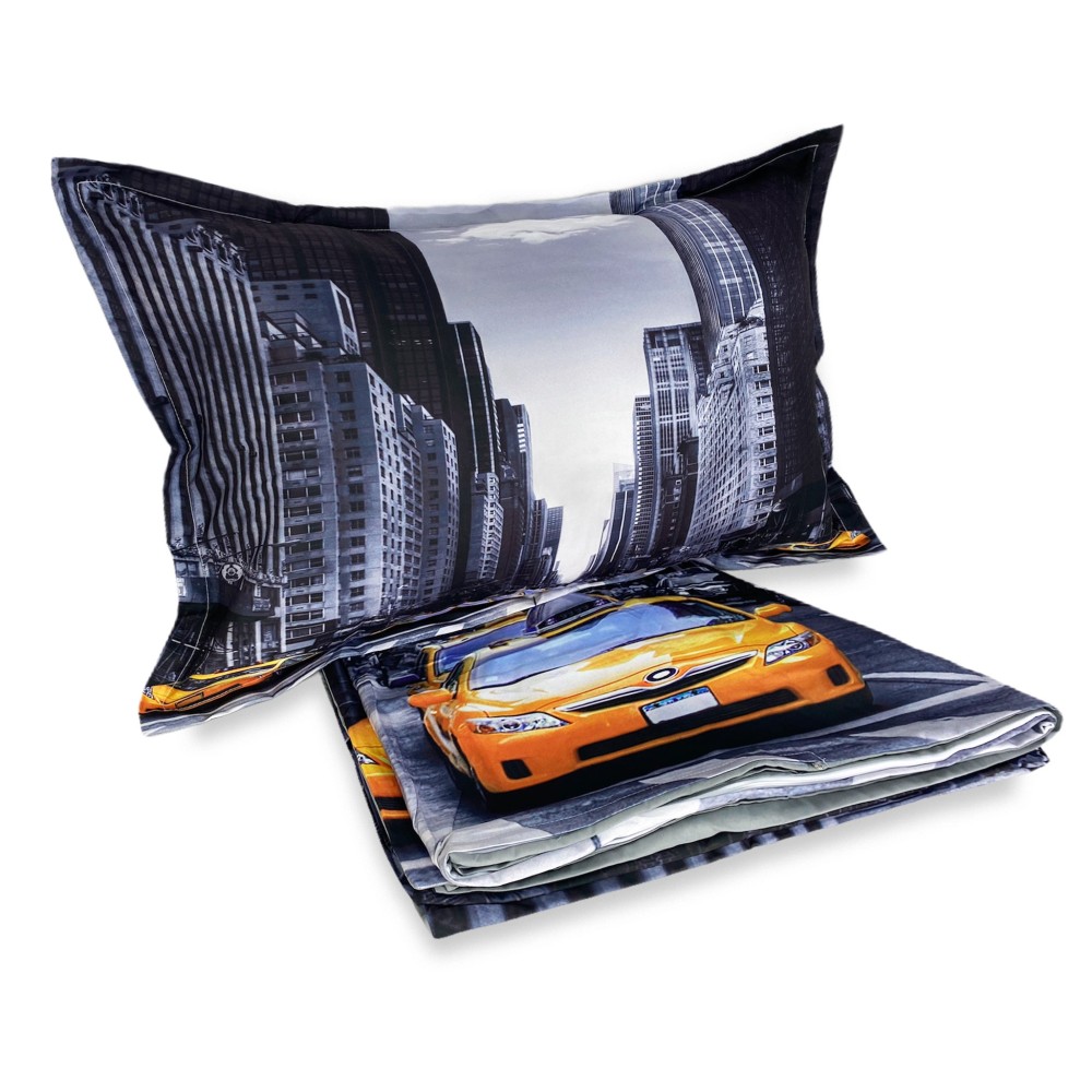Housse de couette Satiné HD Photographie New York Taxi Double cm. 250x200