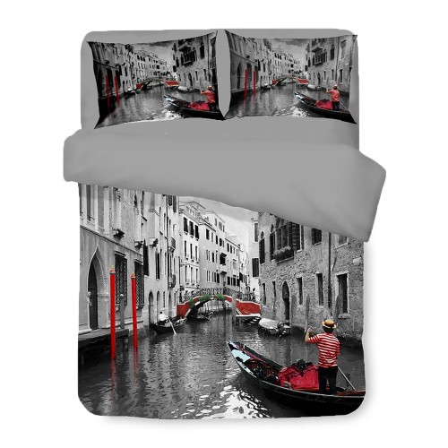 DUVET COVER SATIN HD FOTOGRAFICO VENEZIA Double Gondola cm. 250x200 mm