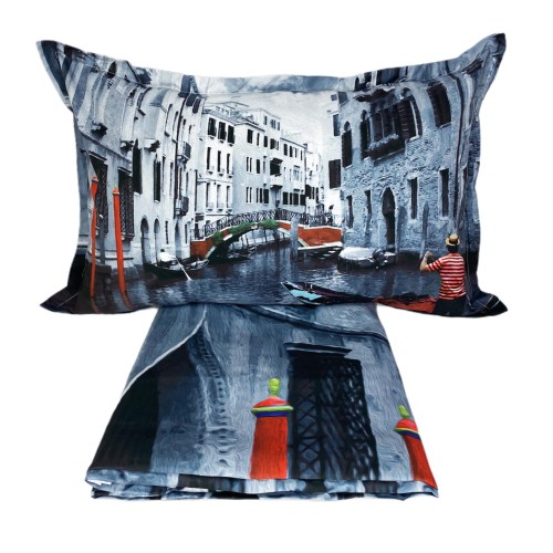 FUNDA NÓRDICA SATINO HD FOTOGRAFICO VENEZIA Góndola doble cm. 250x200 milímetros