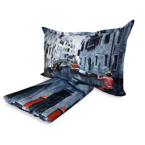 DUVET COVER SATIN HD FOTOGRAFICO VENEZIA Double Gondola cm. 250x200 mm