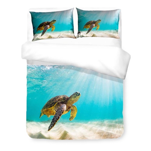 DUVET COVER SATIN HD PHOTOGRAPHIC SEA TURTLE Double cm. 250x200 mm