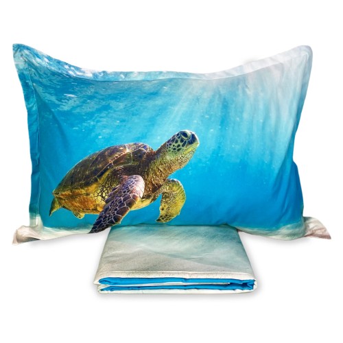 Housse de couette Sateen HD Photographie Tortue Marine Double cm. 250x200