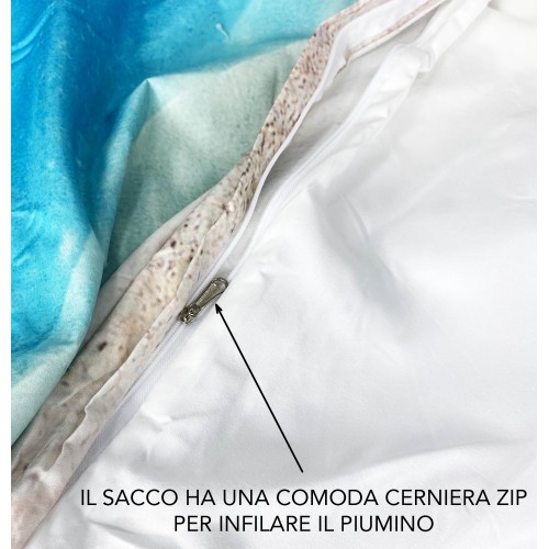 COPRIPIUMINO Rasatello HD FOTOGRAFICO TARTARUGA Marina Matrimoniale cm. 250x200