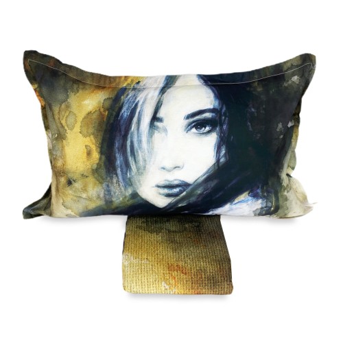 FUNDA NÓRDICA SATINO HD FOTOGRÁFICO Cuadro MUJER Isabel Doble cm. 250x200 oro