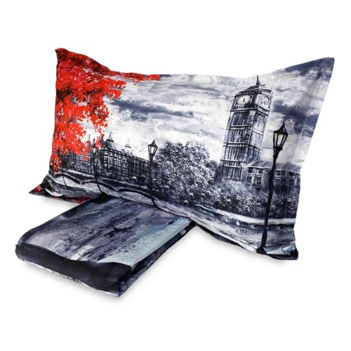 DUVET COVER SATIN HD PHOTOGRAPHIC painted LONDON Double cm. 250x200 mm