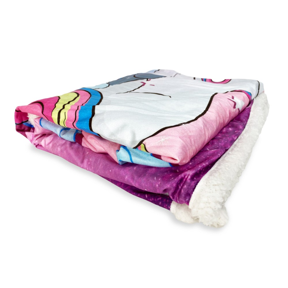 PLAID Fleece Decke Sherpa Fantasy HD UNICORN pink für Mädchen und Mädchen