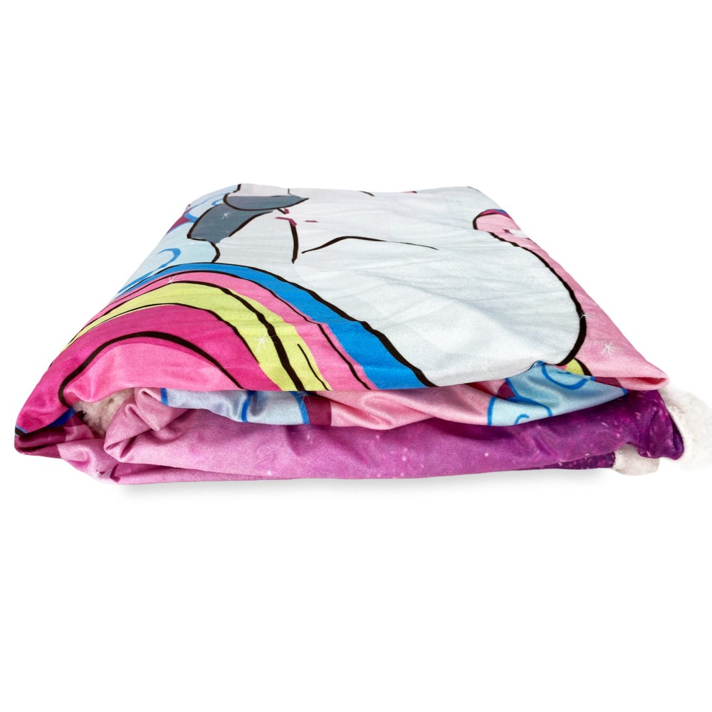 PLAID Fleece Blanket Sherpa fantasy HD UNICORN pink for girls and girls