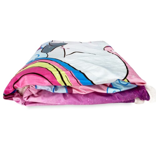 Manta polar a cuadros Sherpa fantasía HD UNICORNIO rosa para niñas y niñas