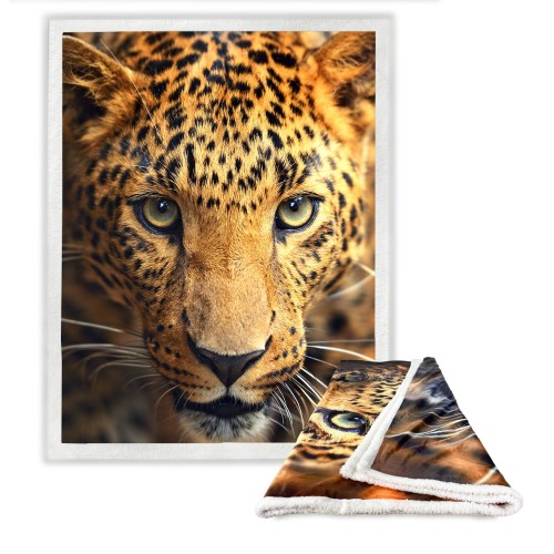 Manta de vellón a cuadros Sherpa fantasía HD leopardo leopardo