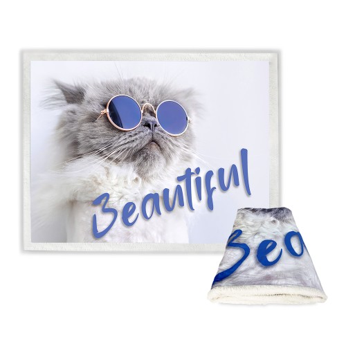 Plaid Couverture polaire Sherpa Fantasy HD Chat Beautiful