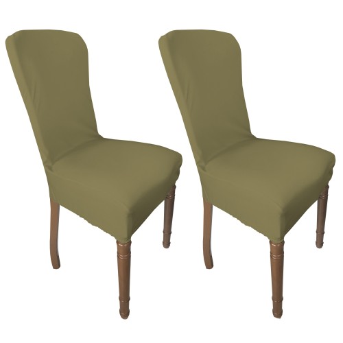 PAR DE FUNDAS DE SILLA ELÁSTICAS RESISTENTES A LAS MANCHAS ROMA EN COLOR LISO GRIS PALOMA BEIGE