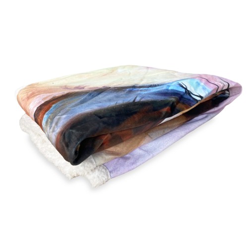 PLAID coperta IN PILE SHERPA fantasy HD CAVALLI PAINTING