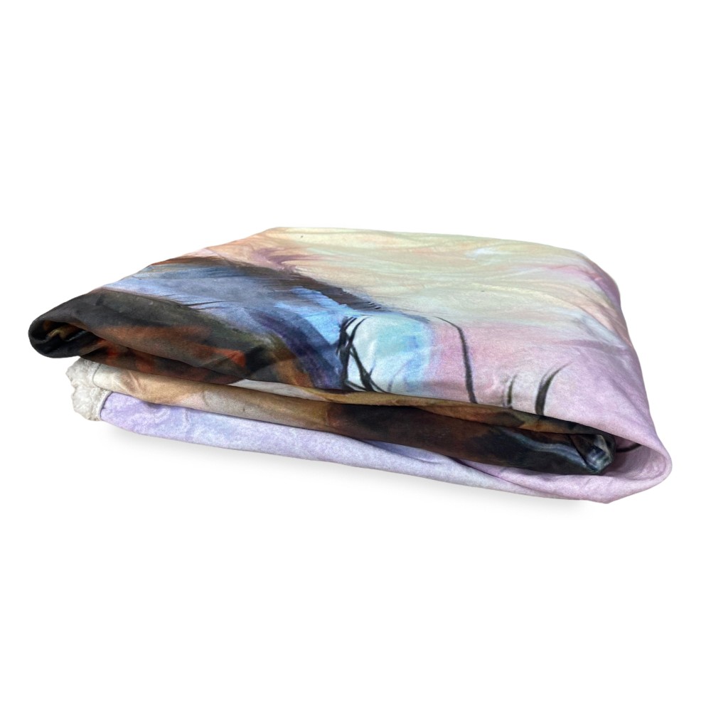PLAID coperta IN PILE SHERPA fantasy HD CAVALLI PAINTING