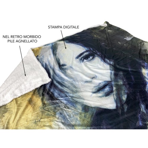 PLAID coperta IN PILE SHERPA fantasy HD Dipinto DONNA Isabel oro
