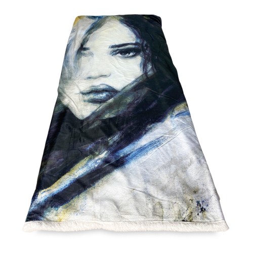 PLAID Fleece Blanket Sherpa Fantasy HD Painting WOMAN Isabel Gold