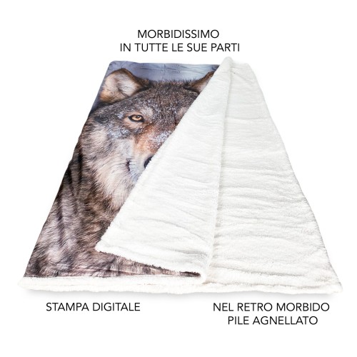 PLAID FLEECE Decke Sherpa Fantasy HD WOLF