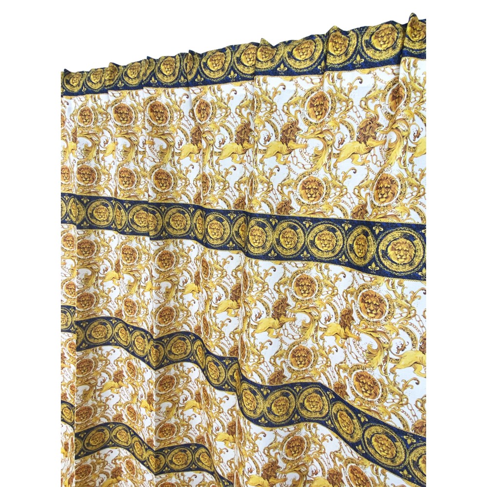 VERSUS cortina de lujo cabezas de león cm.160X300 hecha MADE en mezcla de lino ITALIA