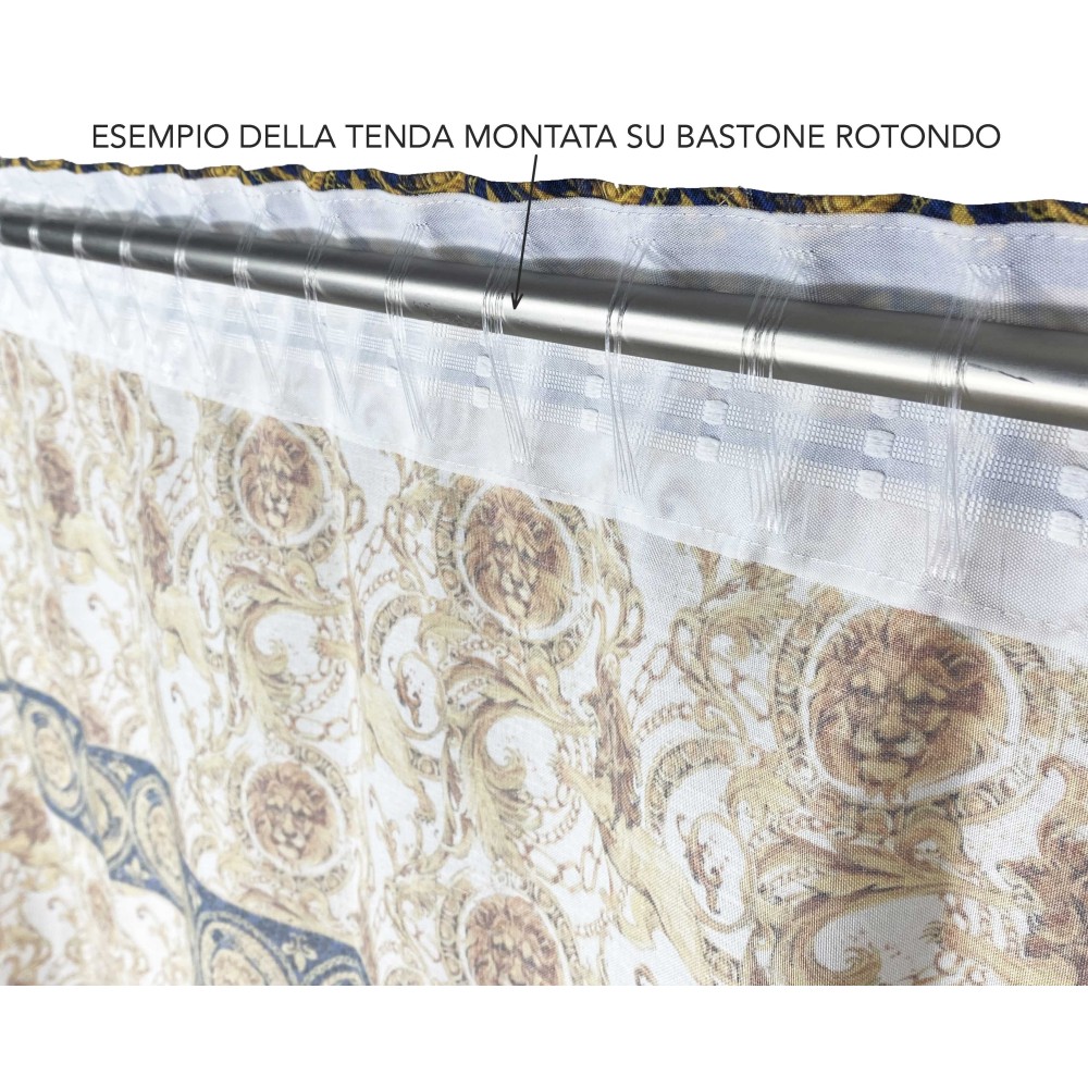 TENDA lusso VERSUS teste di leone cm.160X300 confezionata MADE in ITALY misto lino
