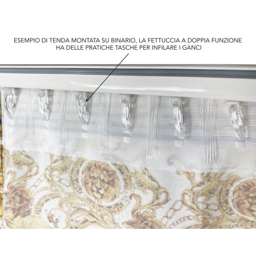 TENDA lusso VERSUS teste di leone cm.160X300 confezionata MADE in ITALY misto lino