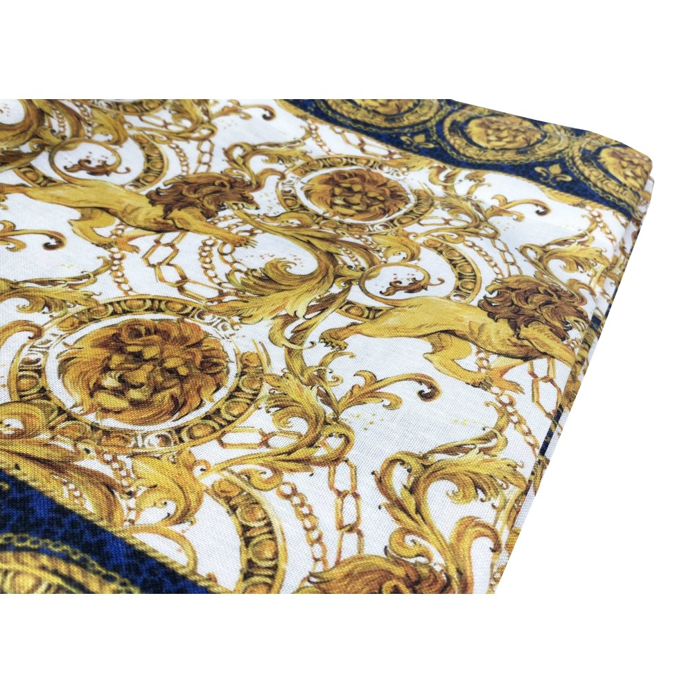 VERSUS Luxus Vorhang Löwenköpfe cm.160X300 hergestellt MADE in ITALY Leinenmischung