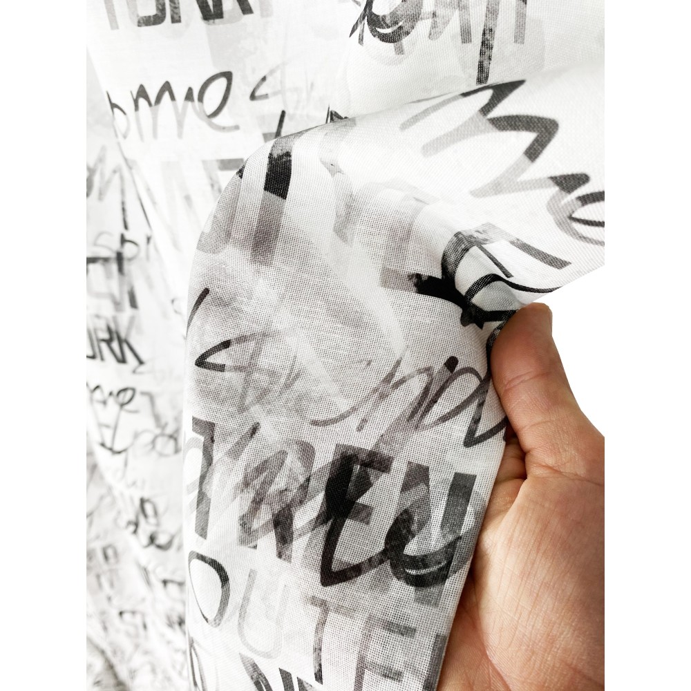 Modern CURTAIN LETTERING cm.160X300 made MADE in ITALY linen blend