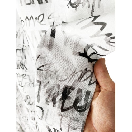 Modern CURTAIN LETTERING cm.160X300 made MADE in ITALY linen blend