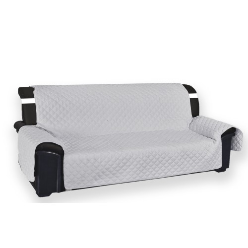 Housse de canapé matelassée Vivy Pearl Grey - Protecteur de canapé avec accoudoirs - Polyester lavable, antidérapant