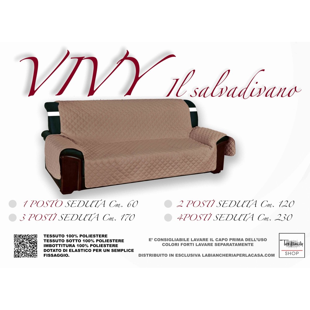 Housse de canapé matelassée Vivy Taupe - Protecteur de canapé avec accoudoirs - Polyester lavable, antidérapant