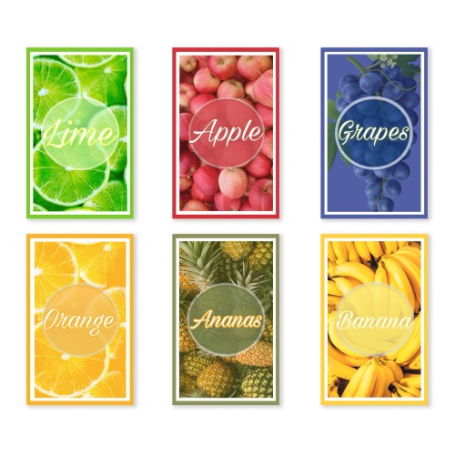 6 PIECES FRUIT tea towel in pure cotton printed in HIGH definition MAXI size