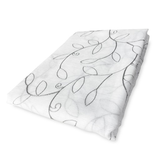 PAAR VORHÄNGE NOEMI Stickerei MODERN LEAF grau