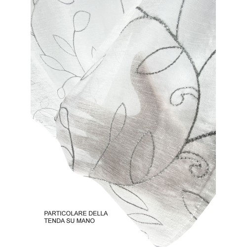 PAR DE CORTINAS NOEMI bordado HOJA MODERNA gris