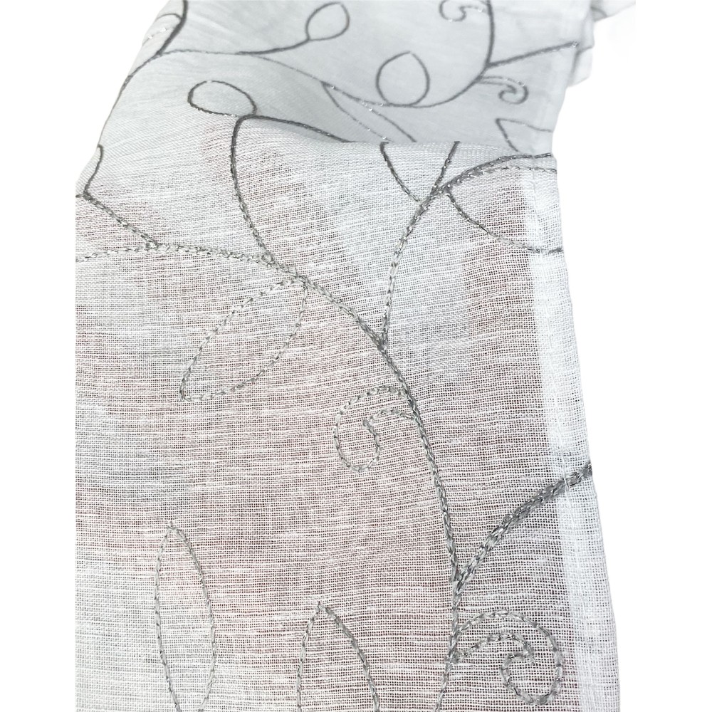 PAAR VORHÄNGE NOEMI Stickerei MODERN LEAF grau