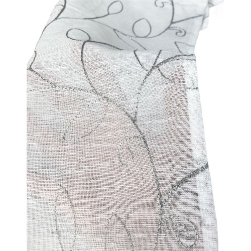 PAIR OF CURTAIN NOEMI embroidery MODERN LEAF grey